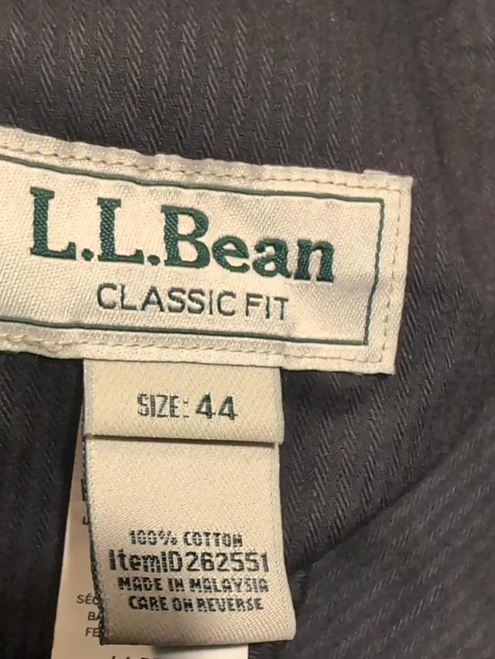 L. L. Bean Men's Black Wrinkle Free Plain Front Cotton Dress Chino Pants Size 44